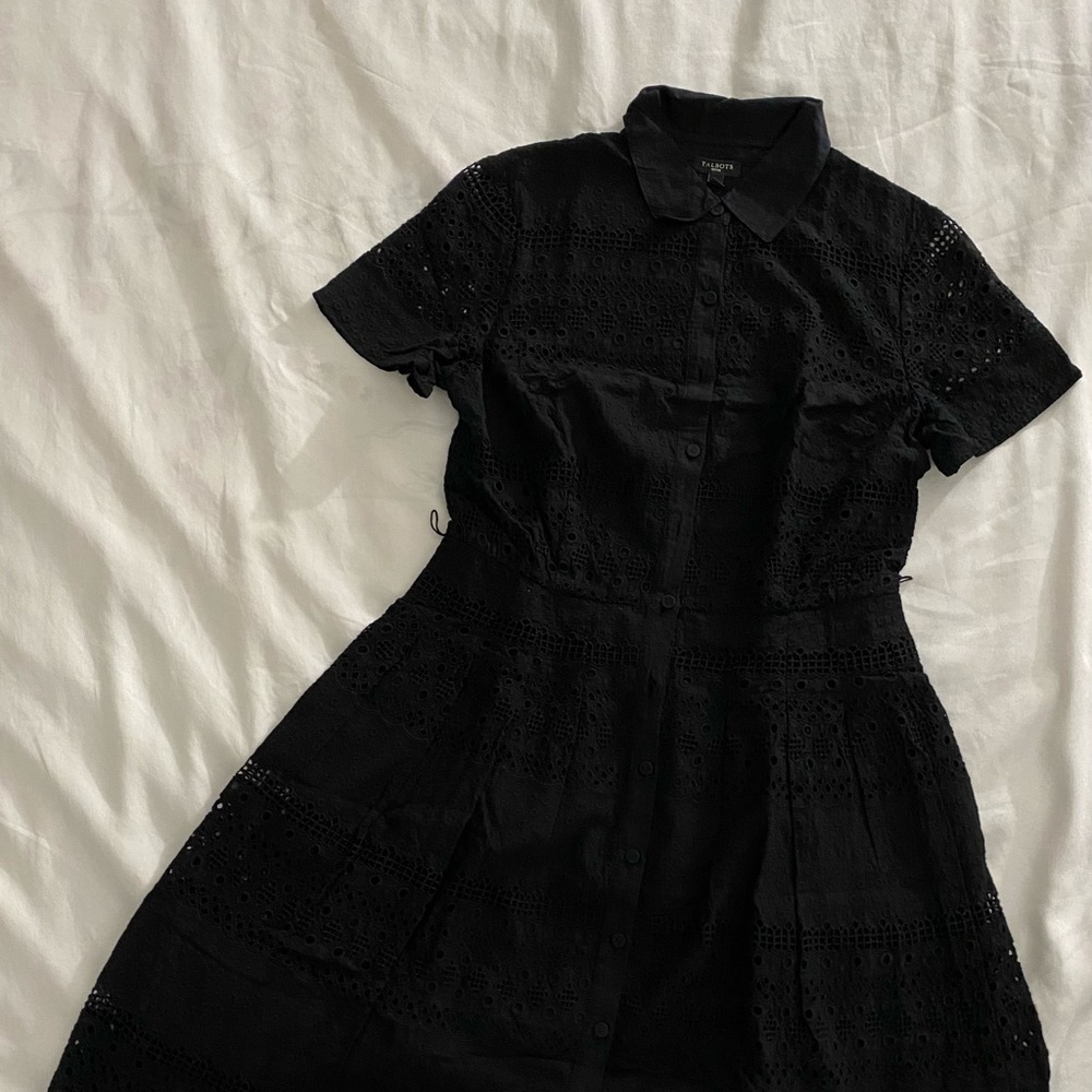 Talbots Black Midi Lace Dress, Size 6p